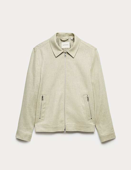 Linen Blend Performance Harrington Jacket