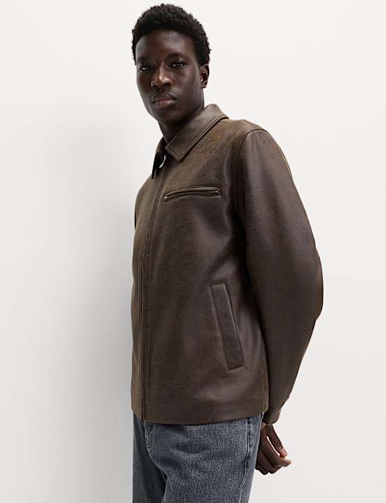 Lässige Harrington-Jacke aus Lederimitat