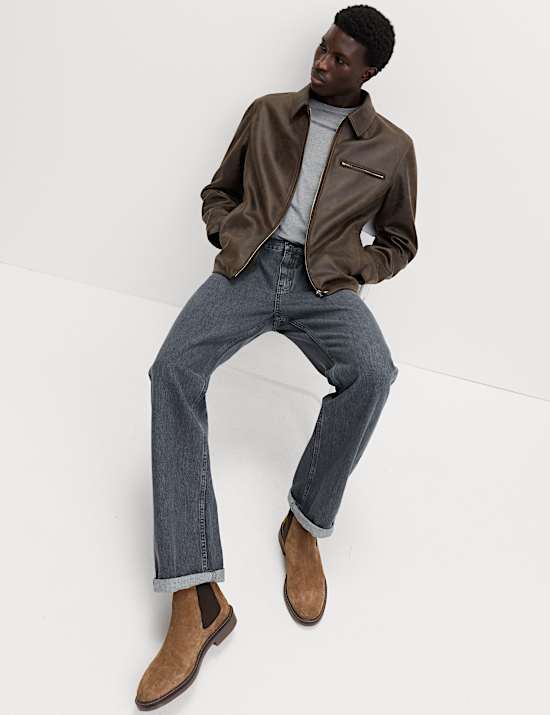 Lässige Harrington-Jacke aus Lederimitat