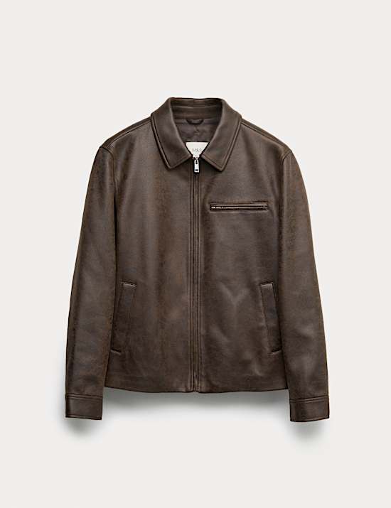 Lässige Harrington-Jacke aus Lederimitat