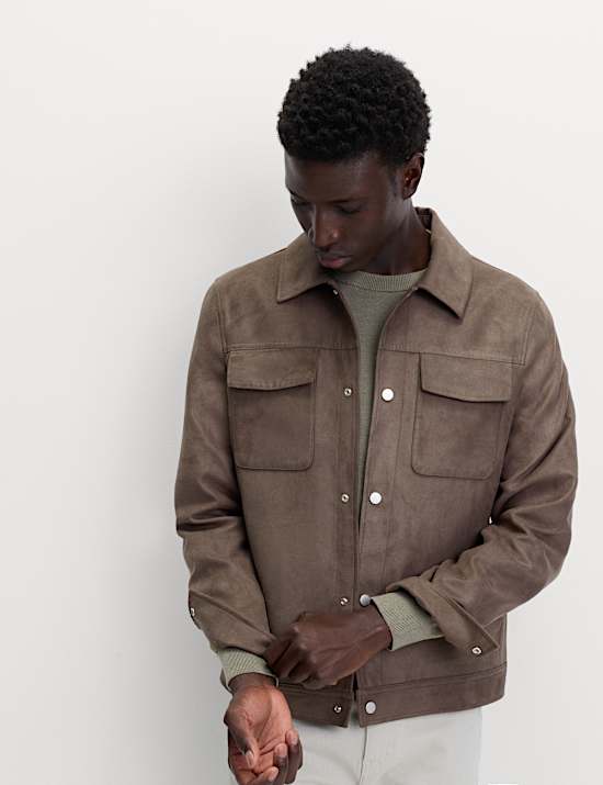 Faux Suede Trucker Jacket