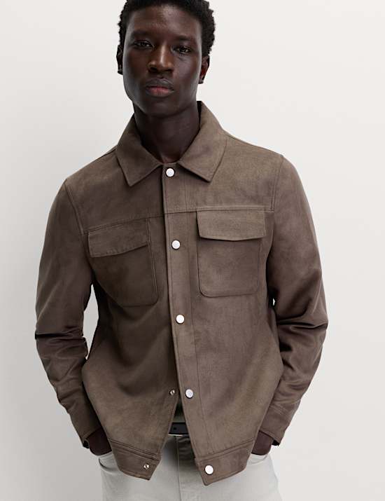 Faux Suede Trucker Jacket