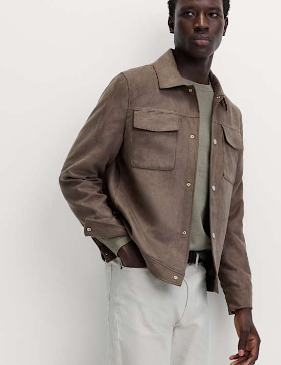 Faux Suede Trucker Jacket