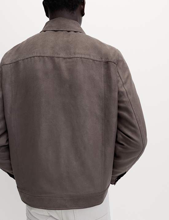 Faux Suede Trucker Jacket