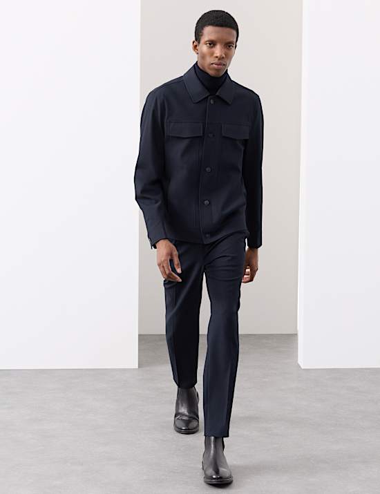 Textured Technical Twill Trucker Jacket