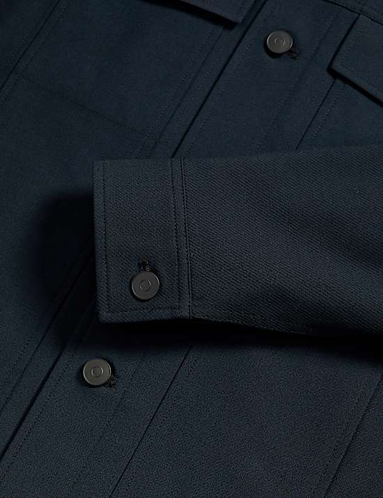 Textured Technical Twill Trucker Jacket