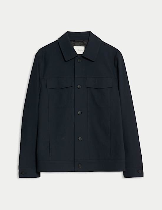 Textured Technical Twill Trucker Jacket