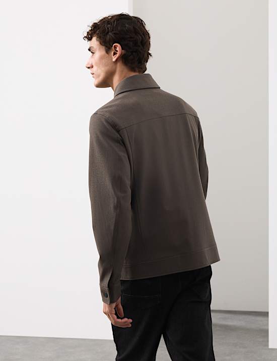 Textured Technical Twill Trucker Jacket