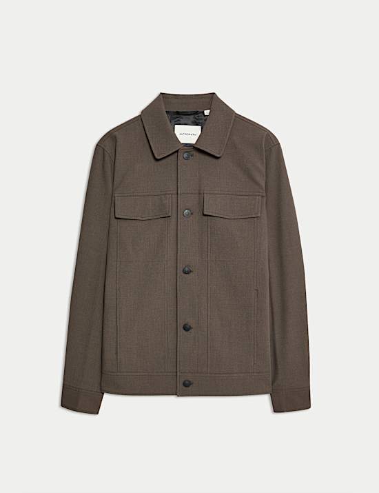 Textured Technical Twill Trucker Jacket