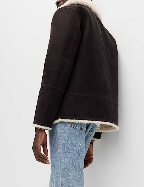 Faux Suede Aviator Jacket