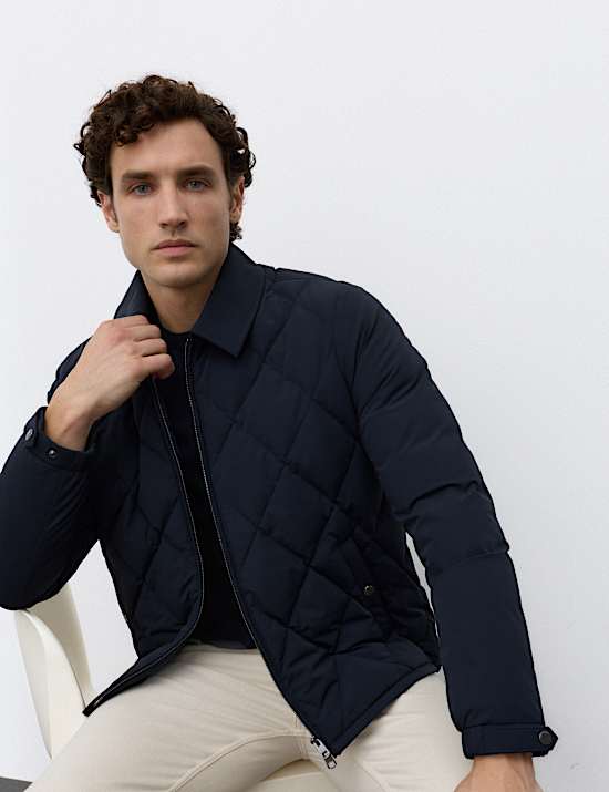 Diamond Quilted Collared Jacket