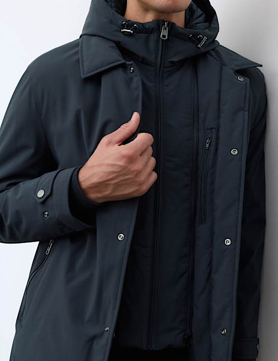 Wadded Hybrid Mac With Removable Hood