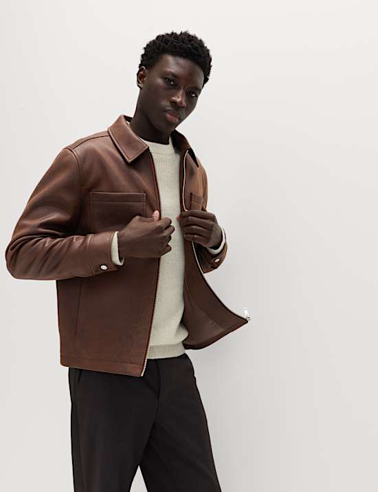 Faux Leather Trucker Jacket