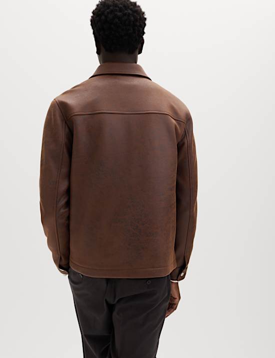 Faux Leather Trucker Jacket