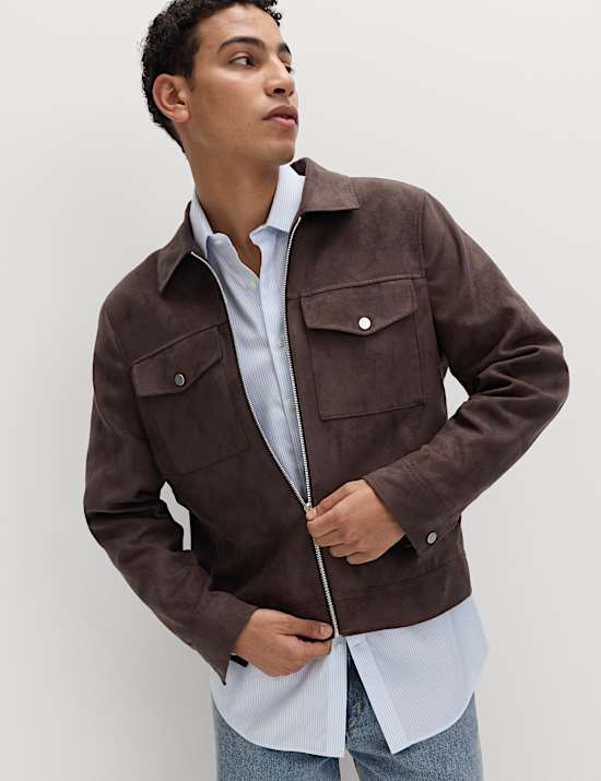 Truckerjacke aus Wildlederimitat