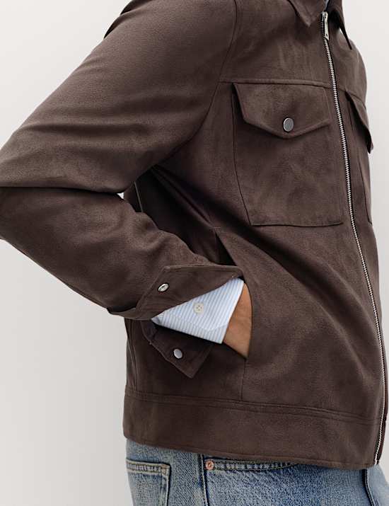 Truckerjacke aus Wildlederimitat