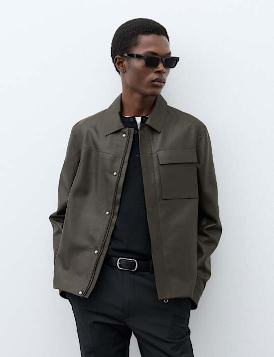 Grained Bonded Leather Overshirt