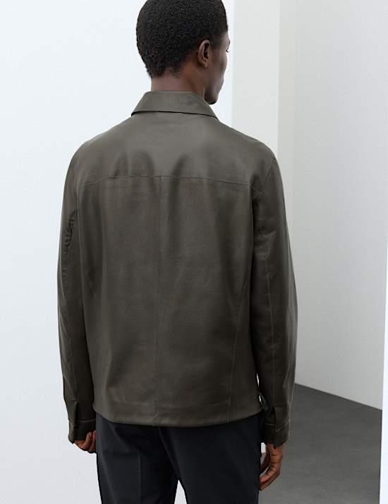 Grained Bonded Leather Overshirt