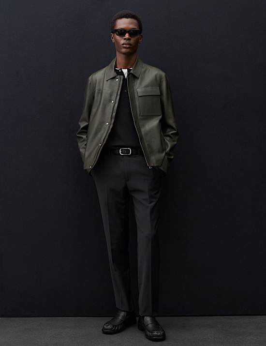 Grained Bonded Leather Overshirt
