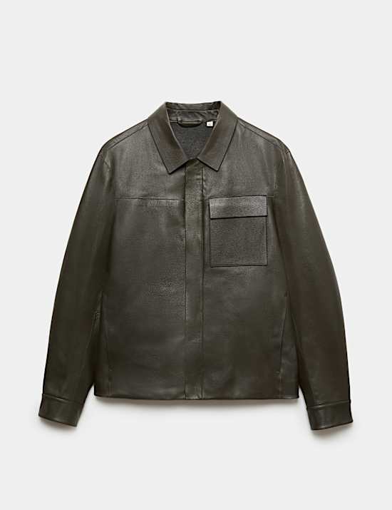 Grained Bonded Leather Overshirt