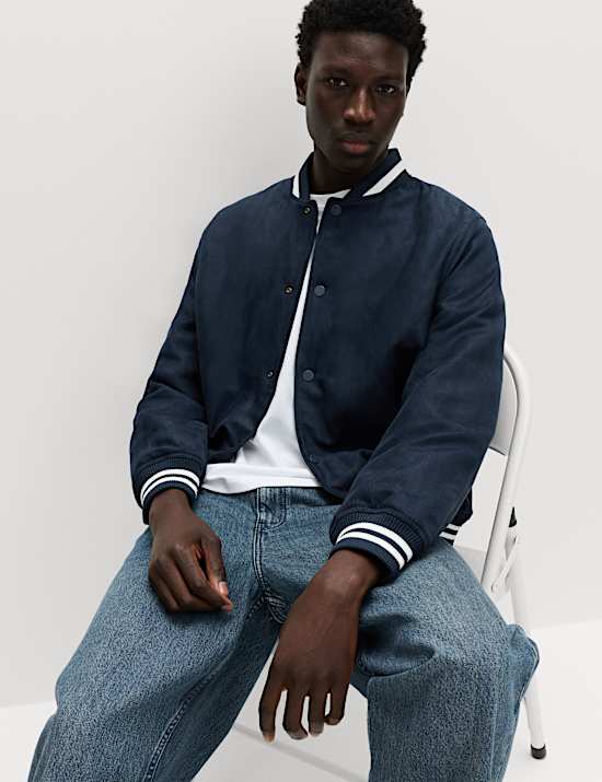 Gef&uuml;tterte Bomberjacke in Wildlederoptik