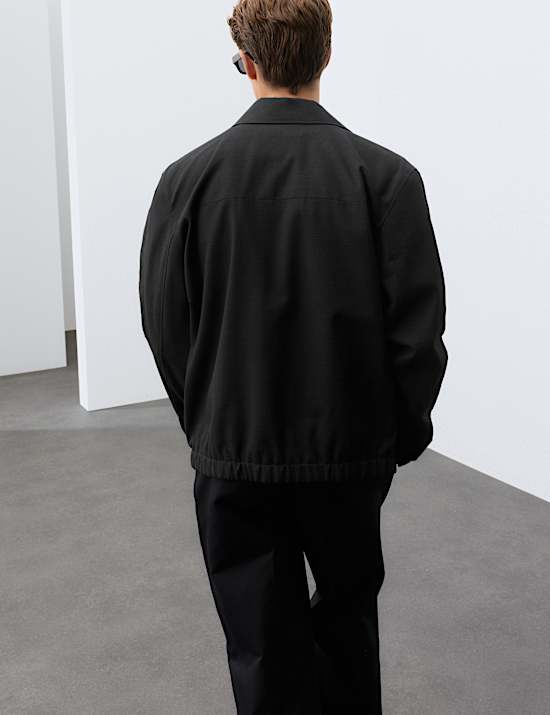 Cotton Rich Textured Harrington Jacket