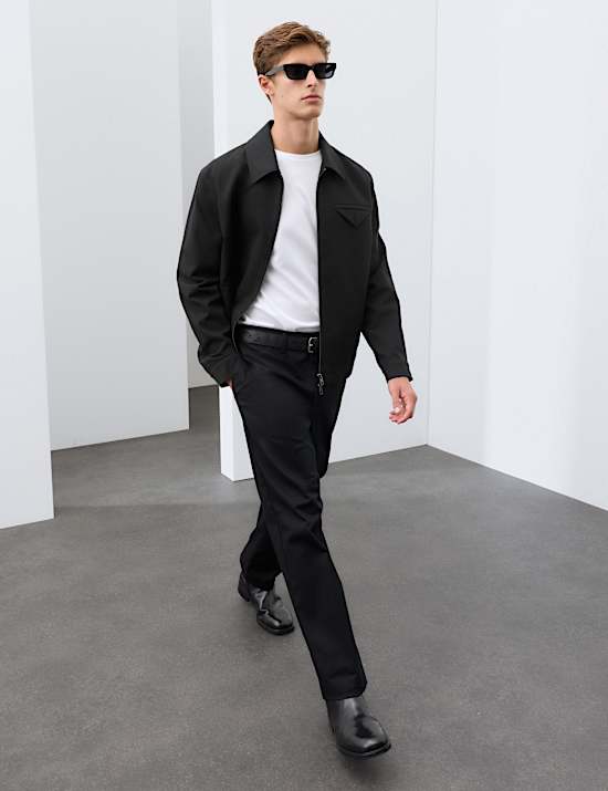 Cotton Rich Textured Harrington Jacket