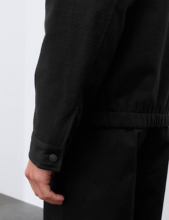 Cotton Rich Textured Harrington Jacket