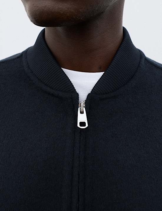 Double-Faced Wool Blend Bomber Jacket