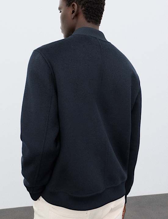 Double-Faced Wool Blend Bomber Jacket