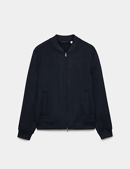 Double-Faced Wool Blend Bomber Jacket