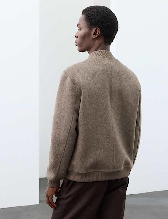 Double-Faced Wool Blend Bomber Jacket