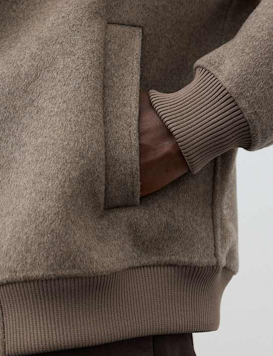 Double-Faced Wool Blend Bomber Jacket