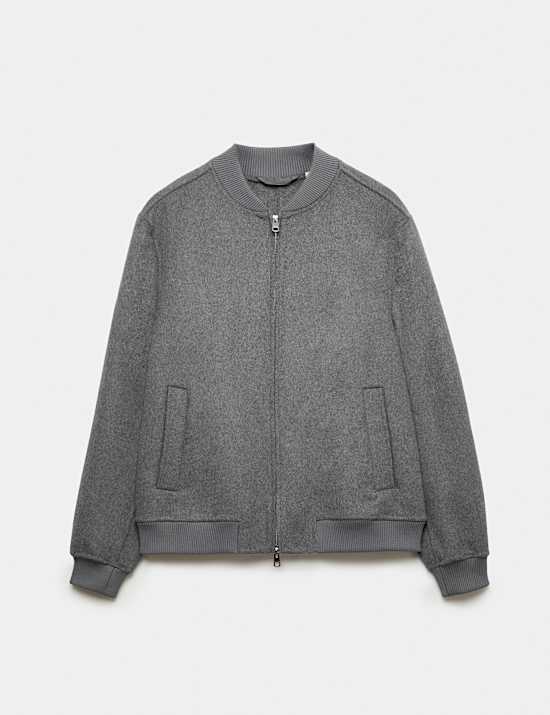 Double-Faced Wool Blend Bomber Jacket