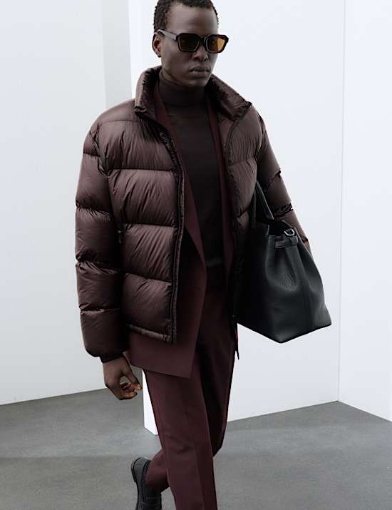 Feather And Down Quilted Puffer Jacket