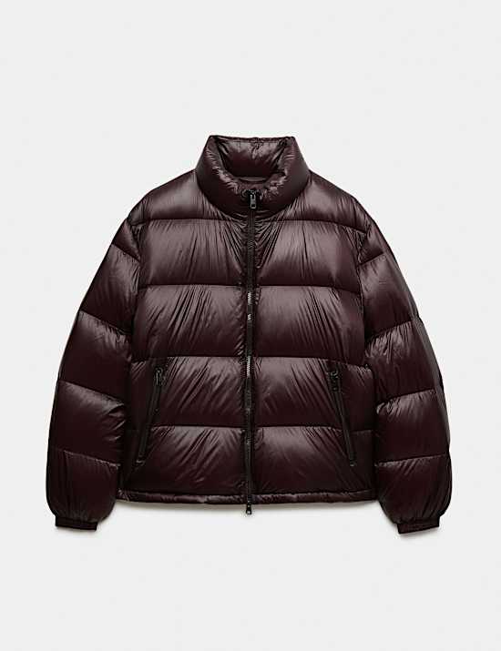 Feather and Down Quilted Puffer Jacket