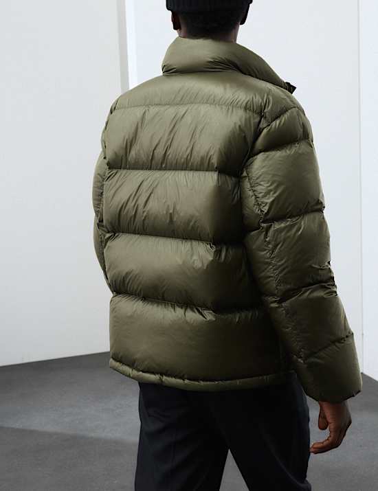 Feather and Down Quilted Puffer Jacket