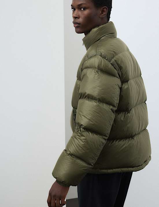 Feather and Down Quilted Puffer Jacket