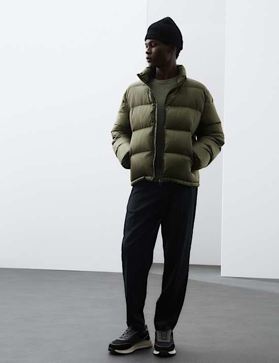 Feather and Down Quilted Puffer Jacket