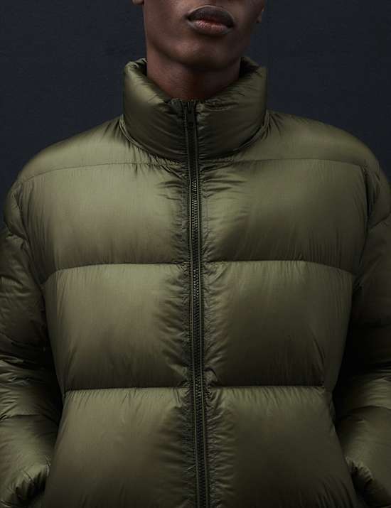 Feather and Down Quilted Puffer Jacket