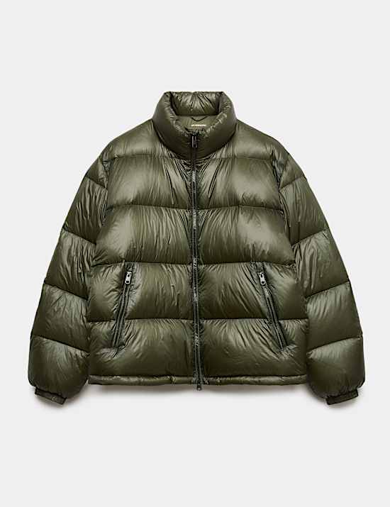Feather and Down Quilted Puffer Jacket