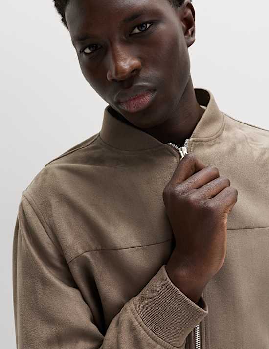 Faux Suede Bomber