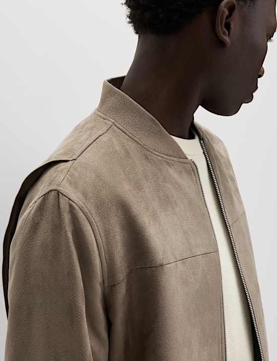 Faux Suede Bomber