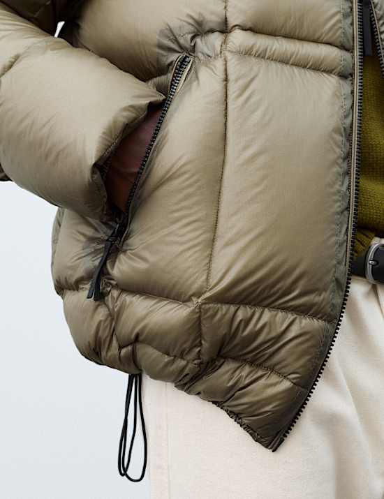 "Feather and Down Translucent Puffer Jacket