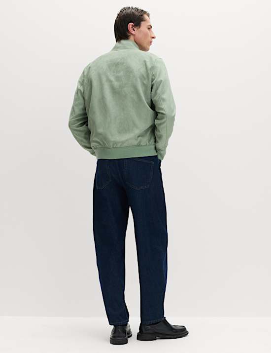 Faux Suede Padded Funnel Neck Jacket