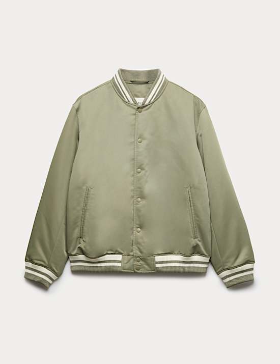 Satin Effect Lightweight Bomber Jacket