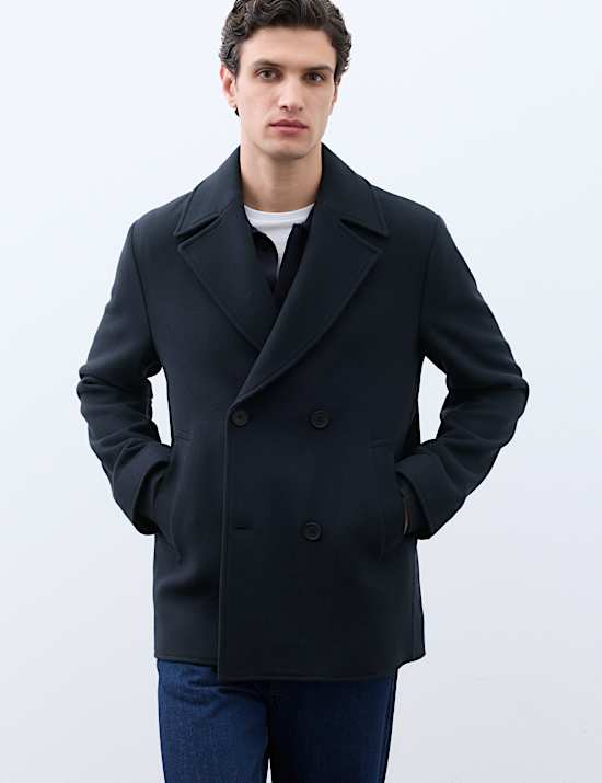 Wool Blend Melton Pea Coat