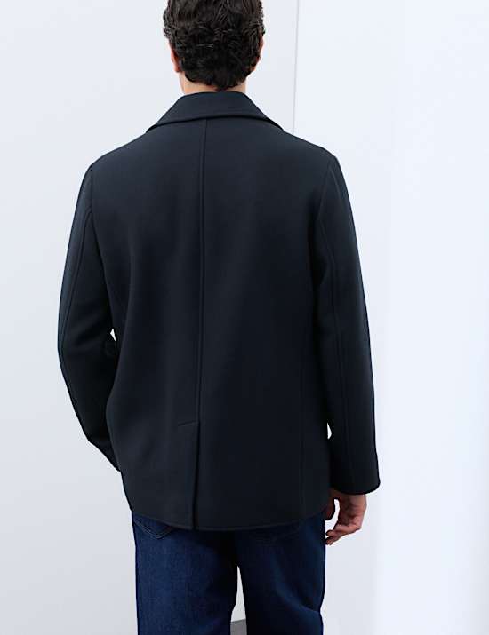 Wool Blend Melton Pea Coat