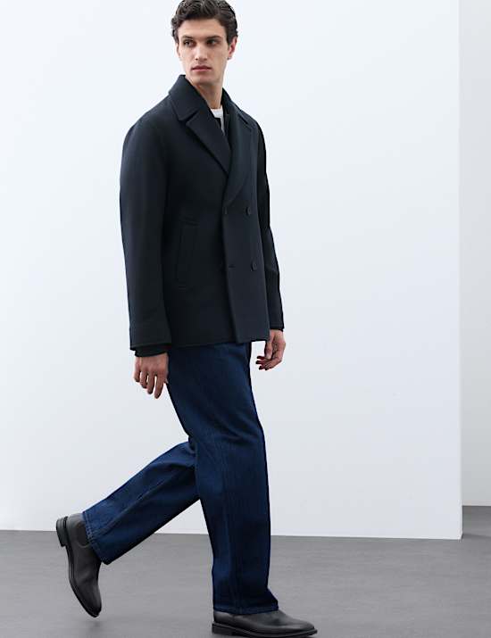 Wool Blend Melton Pea Coat