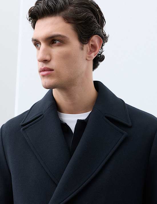 Wool Blend Melton Pea Coat